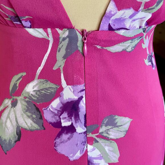 Lulus Magenta Purple Floral Maxi Dress Sleeveless Backless MED Romantic Prom - Picture 9 of 12